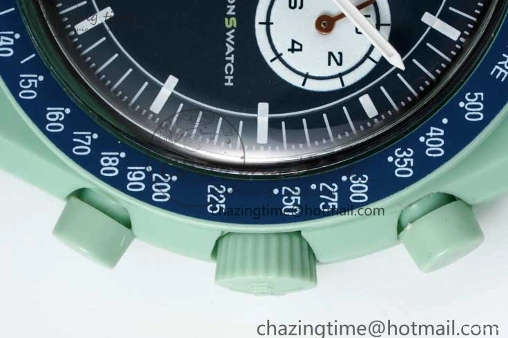 0305 SoftTouch Speedmaster Misson On Earth 1:1 Best Edition Blue Dial On Nylon Strap Quartz 7859